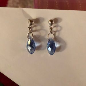 Blue Swarovski crystal post dangle earrings NEW